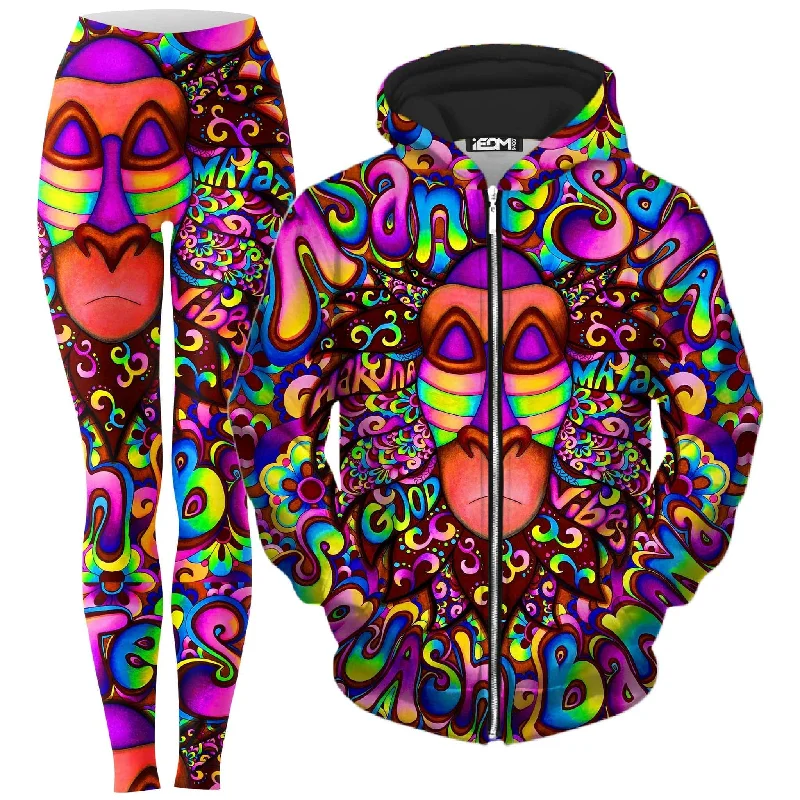 Rafiki Vibes Zip-Up Hoodie and Leggings Combo