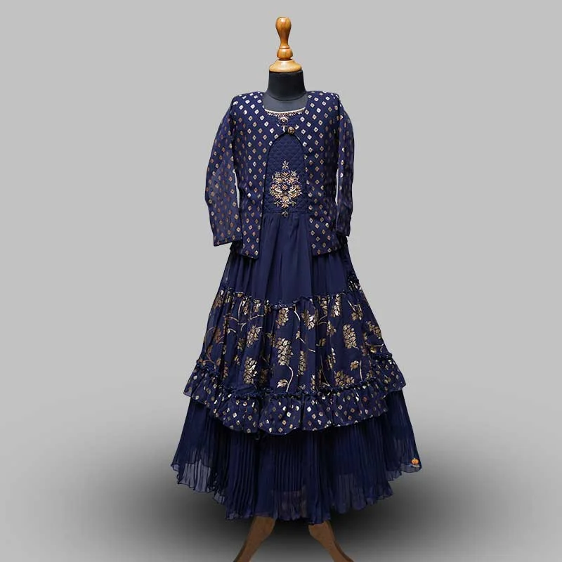 Navy Blue Gown for Girls