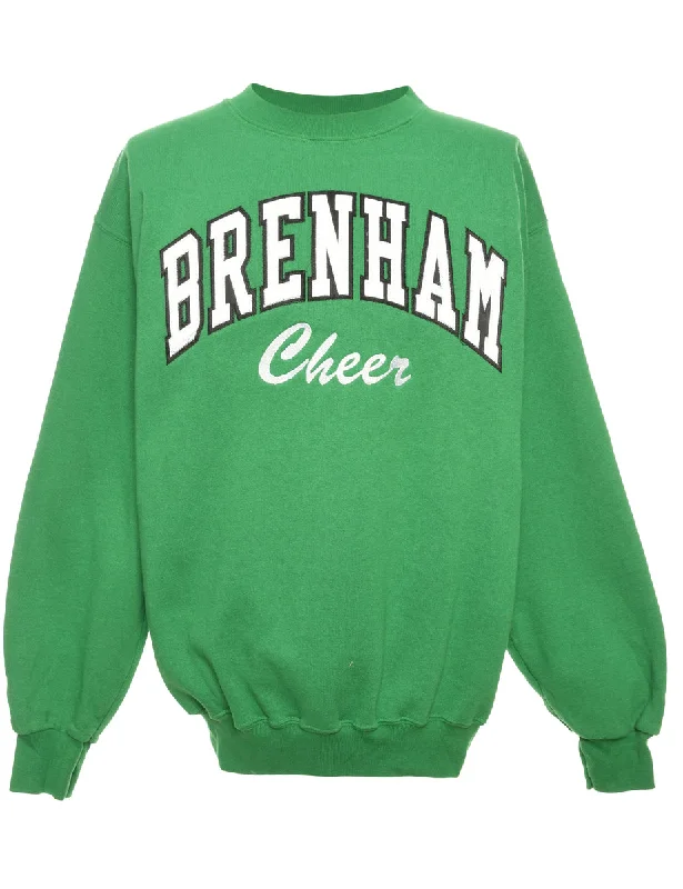 Brenham Cher Green & White Round-Neck Sweatshirt - M