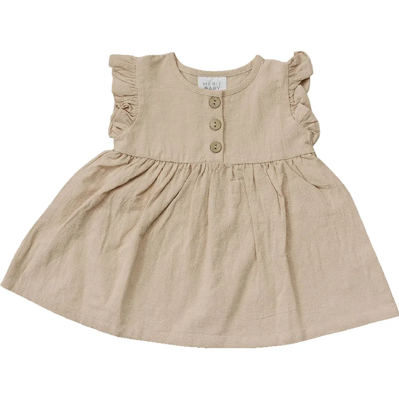 Cream Ruffle Linen Dress