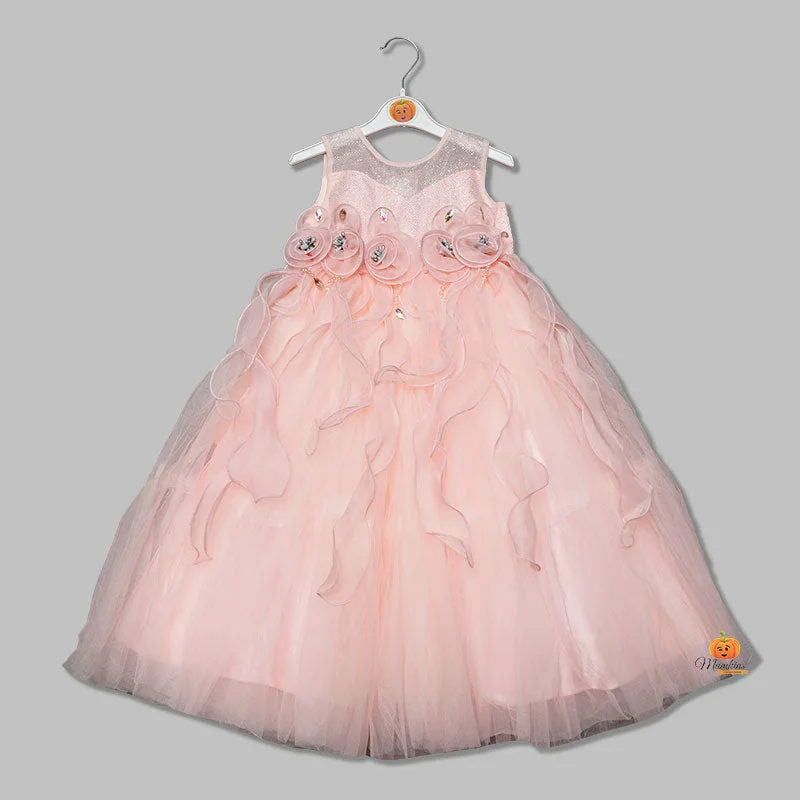 Peach Party Wear Gown for Girls