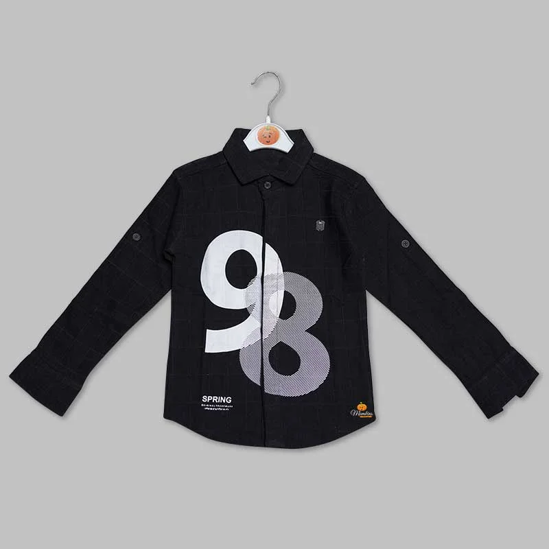 Black Number Print Shirt for Boys