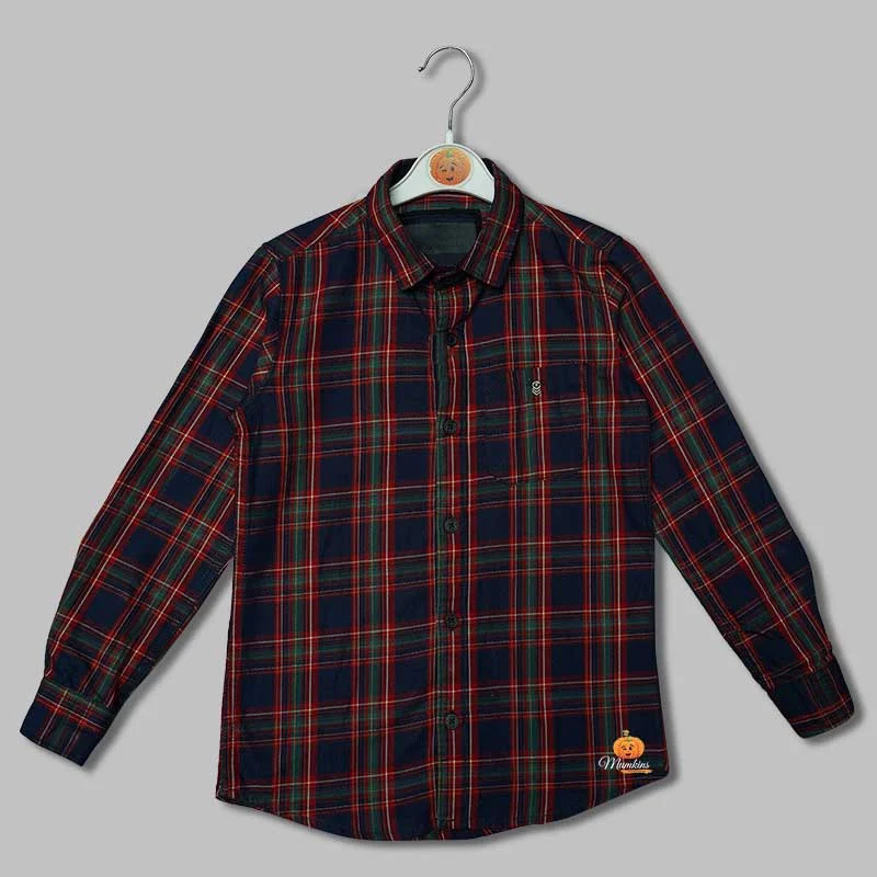 Solid Checks Pattern Shirts for Boys