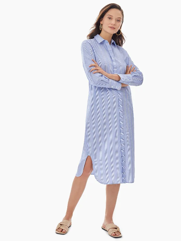 Pinstripe Cotton Poplin Shirtdress